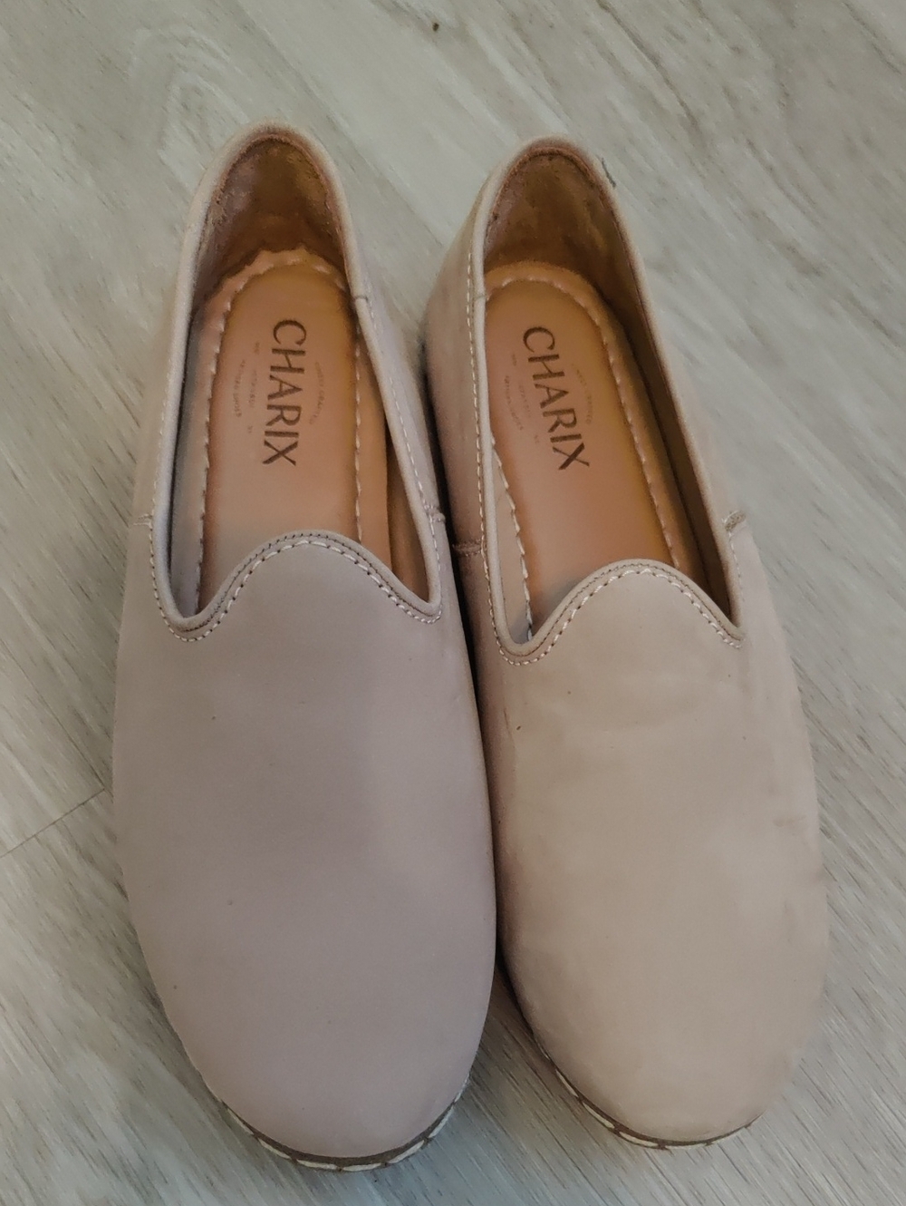 Charix Women's Leather Beige Slip-On Loafers Finely Artisan Crafted Y2K Coastal